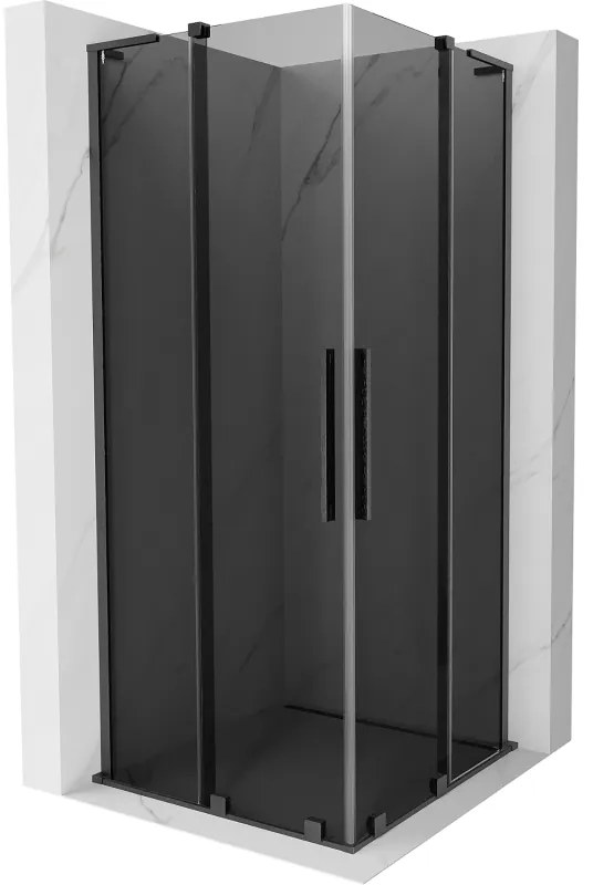 Mexen Velar L Duo, sprchový kút s posuvnými dverami 80 x 80 cm, 8mm šedé sklo, brúsený grafit, 871-080-080-02-43-66