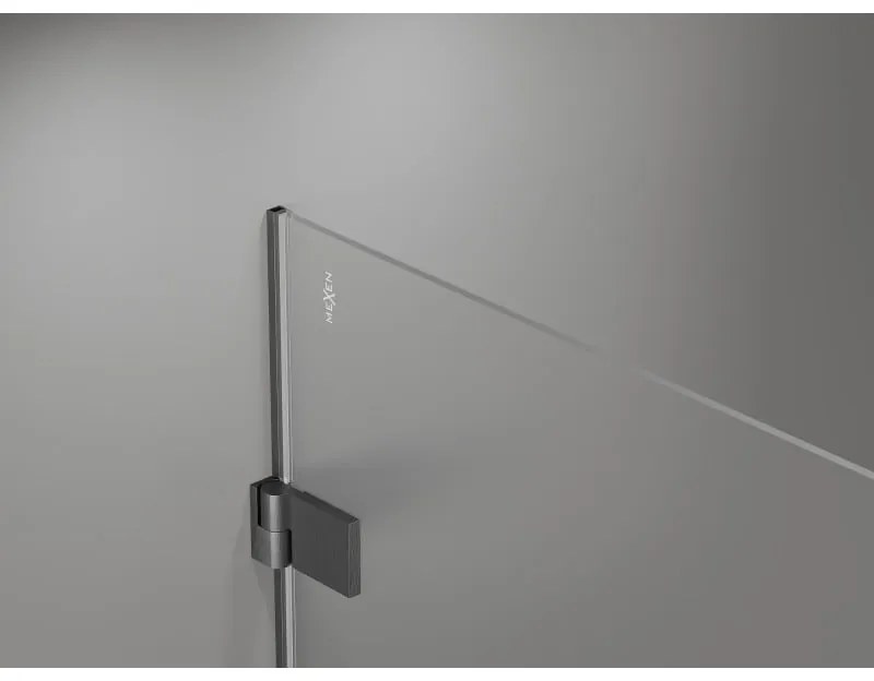 Mexen Lunar-B, sklápací sprchový kút ľavý 100 x 100 cm, 8mm číre sklo, profil grafit brúsený, 832-100-100-66-00-L
