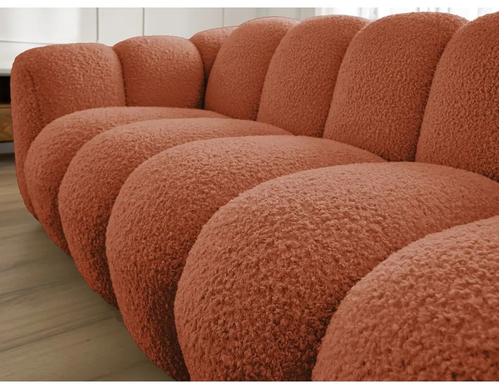 Pohovka z textílie buklé v tehlovej farbe 232 cm Hippolyte – Bobochic Paris