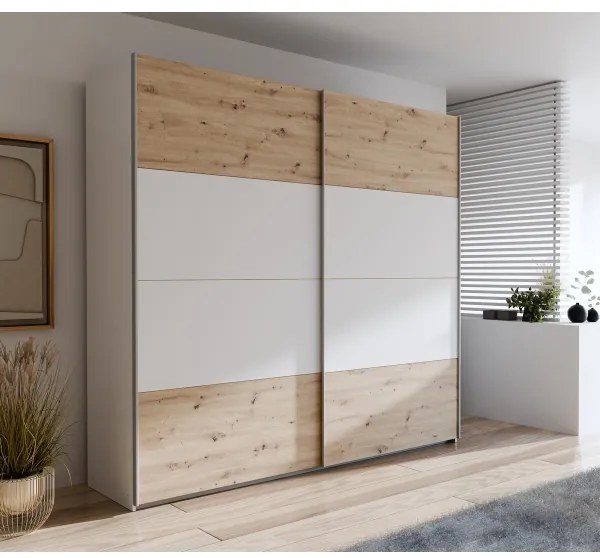 Šatníková skriňa KARO 220x210 cm biela/dub artisan