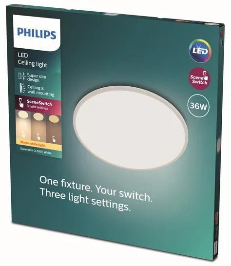Philips 8719514327146 Super Slim CL550 stropné svietidlo LED D550mm 36W/3200lm 2700K biela SceneSwitch