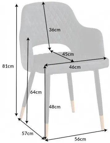 Stolička Paris dekoračné prešívanie zamatovo šedá