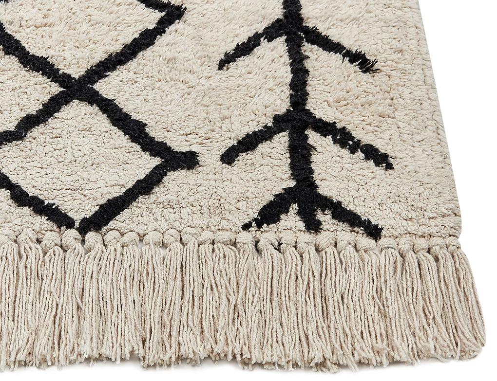 Bavlnený koberec 80 x 230 cm béžová/čierna BOZKIR Beliani