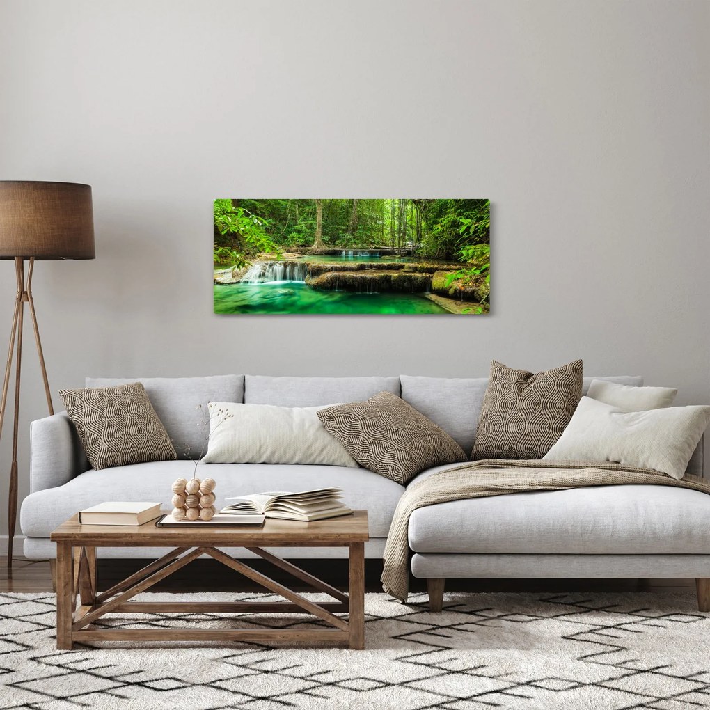 Obraz - Zelený vodopád (120x50 cm)