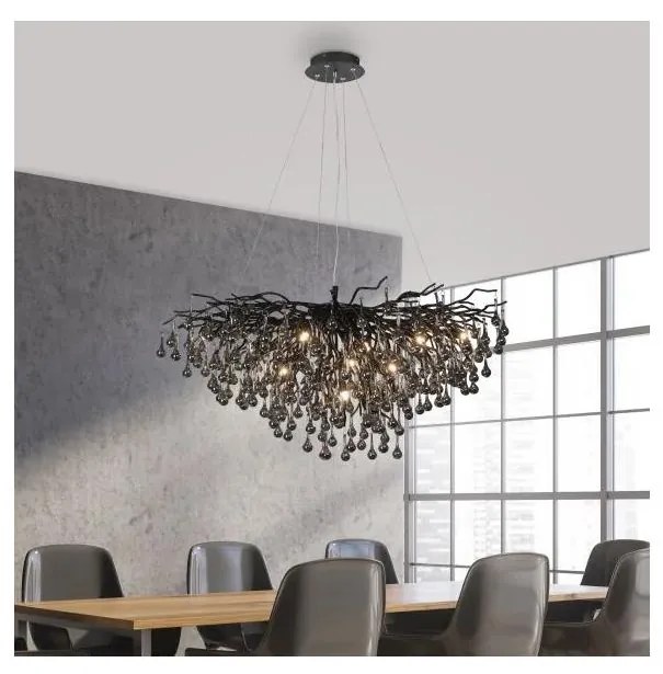 Paul Neuhaus 2192-18 - Závesný luster na lanku ICICLE 10xG9/40W/230V 50x100 cm čierna