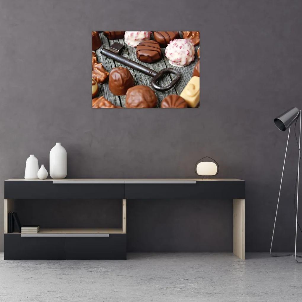 Obraz čokolády a kľúče (70x50 cm)
