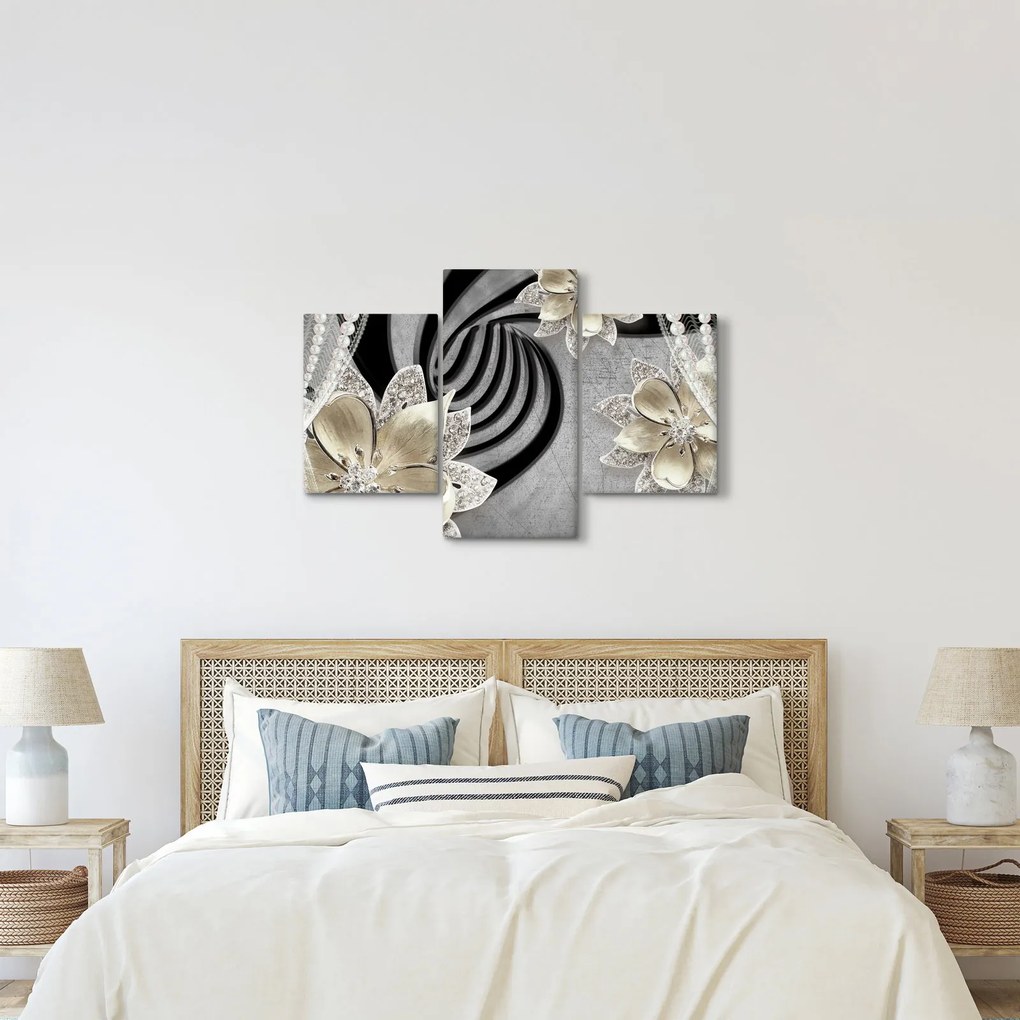 Obraz - 3D zlaté kvety (90x60 cm)