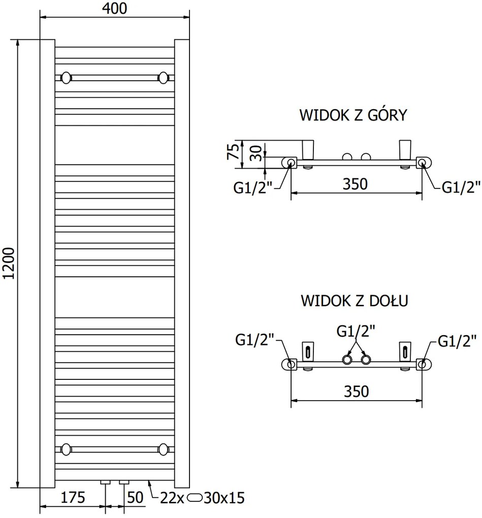 Mexen Hades, vykurovacie teleso 1200x400 mm, 367 W, zlatá lesklá, W104-1200-400-00-50