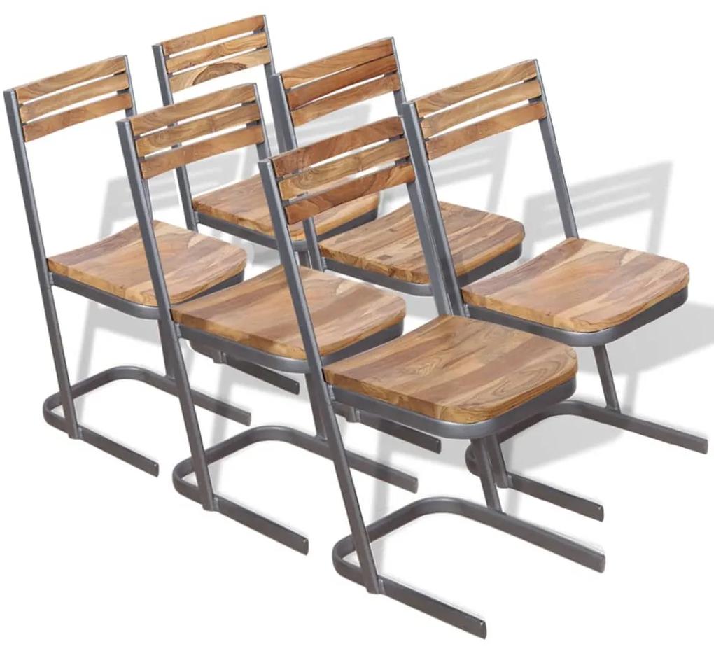 vidaXL Jedálenské stoličky, 6 ks, masívne teakové drevo