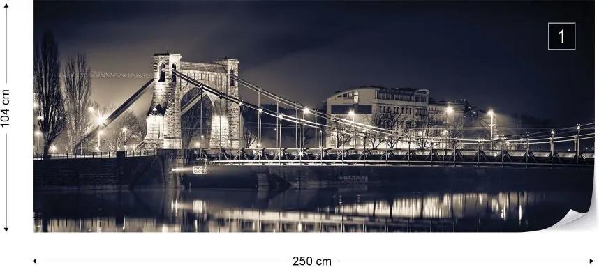 Fototapeta GLIX - City Bridge At Night + lepidlo ZADARMO Vliesová tapeta  - 250x104 cm