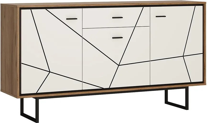 Komoda Brolo BROK04 3D1S dub catania/čierna perla/mdf biela HG