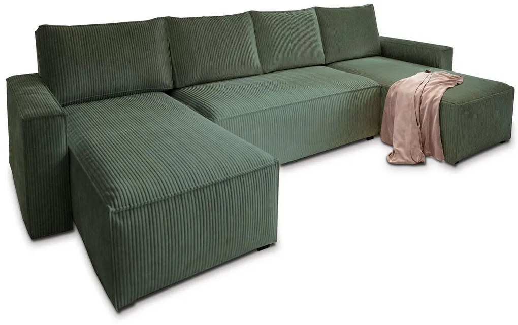 Tmavozelená sedacia súprava do U SMART COSARO 295x140 cm