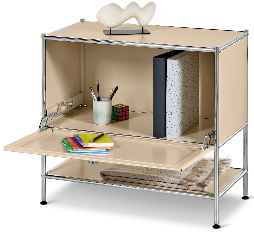 Kovová odkladacia skrinka »CN3« s výklopnými dvierkami, béžová