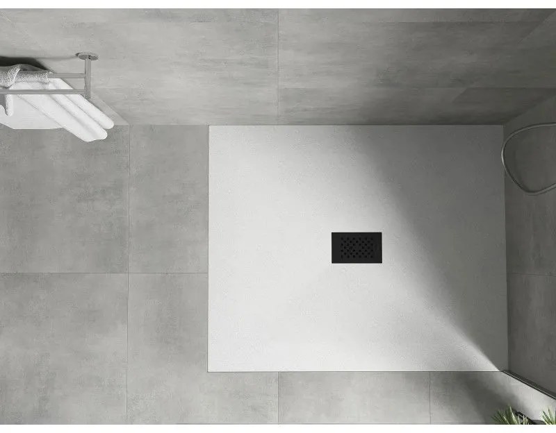 Mexen Hugo, obdĺžniková sprchová vanička SMC 130 x 100 cm, biela, čierna krytka, 42101013-B