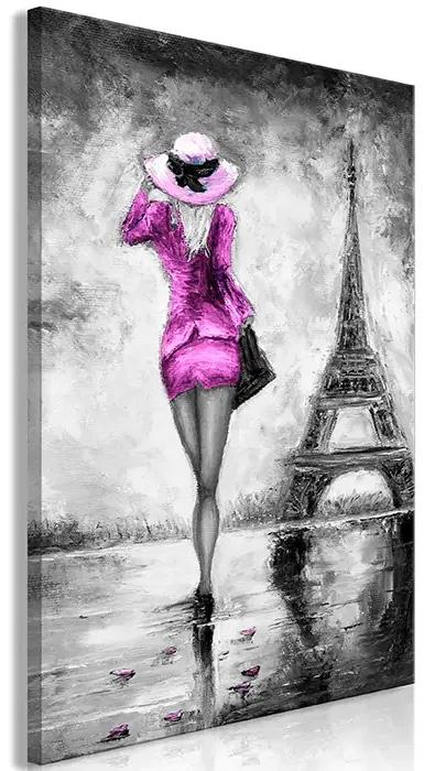 Artgeist Obraz - Parisian Woman (1 Part) Vertical Pink Veľkosť: 60x90, Verzia: Premium Print