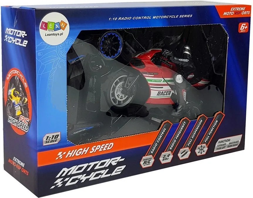 LEAN Toys Športový motocykel na diaľkové ovládanie 2.4G Range 35m Red
