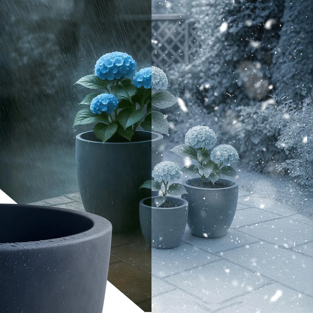 Sada 3 ks kvetináčov 1 round - antracitová