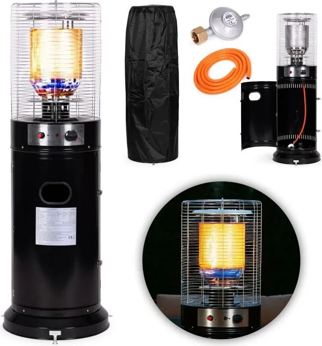 Plynový ohrievač 11 kW sklenený ohrievač do záhrady, terasy, redukčný kryt hadice