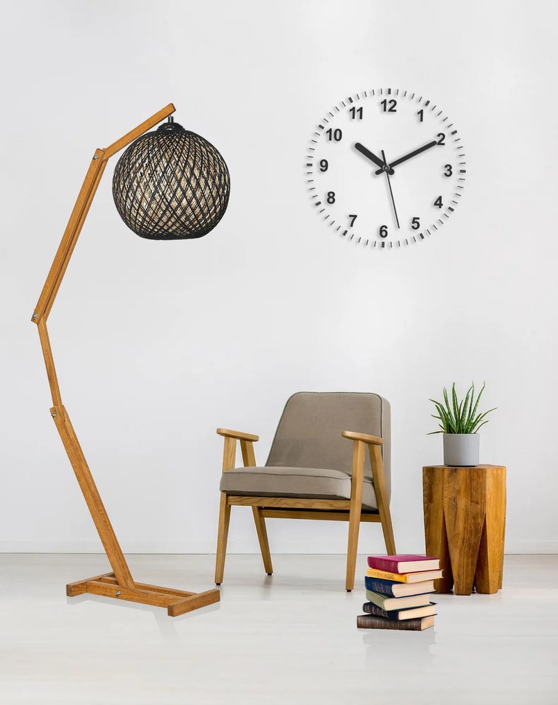 Stojacia lampa Beehive z masívu čierna/hnedá