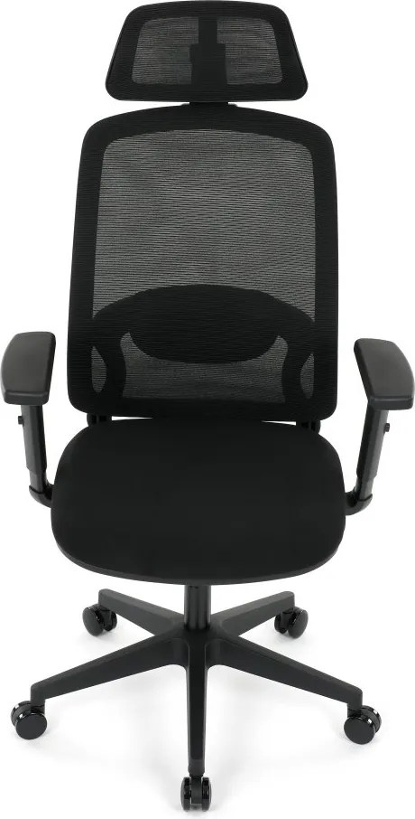 Kancelárska ergonomická stolička NOKA — sieť / látka, čierna