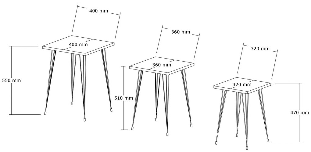 Set 3ks. konferenčných stolíkov Pakamo (čierna + borovica atlantická). Akcia -13%. Vlastná spoľahlivá doprava až k Vám domov. 1094319