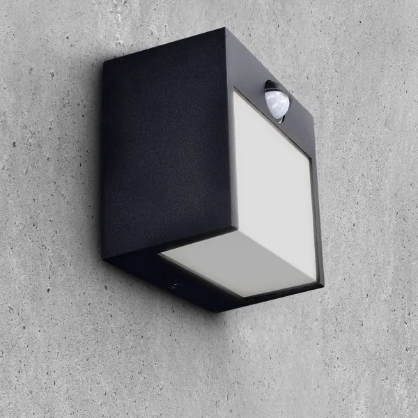 Brilagi-LED Vonkajšie nástenné svietidlo so senzorom TERNI LED/12W/230V čierna IP44