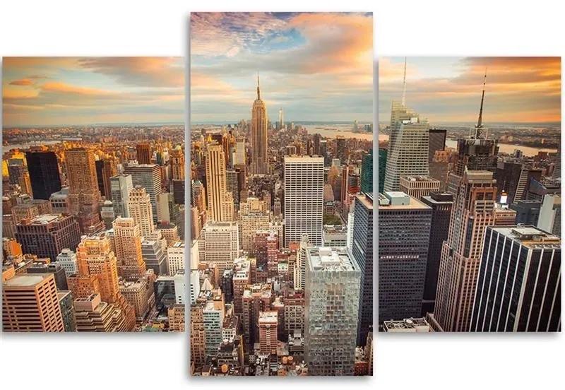 Obraz na plátně třídílný Mesto New York City Manhattan - 60x40 cm