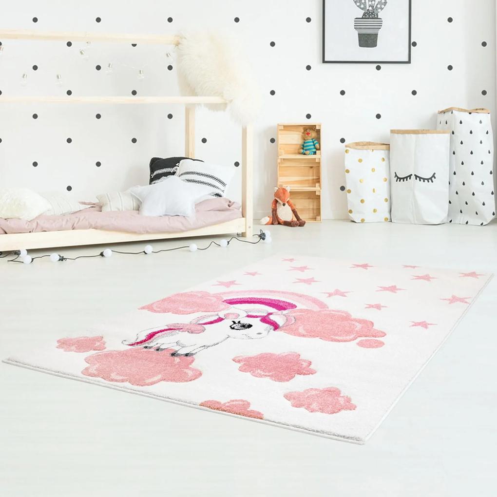 DomTextilu Krémovo ružový koberec do detskej izby pre dievčatko 42004-197346