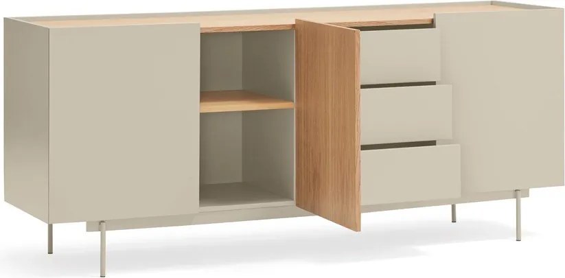 Nízka komoda v dekore duba v béžovo-prírodnej farbe 180x78 cm Otto – Teulat