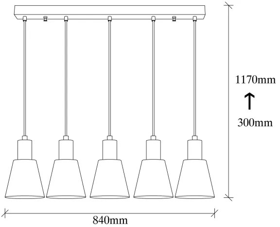 Luster na lanku KEM 5xE27/40W/230V čierny