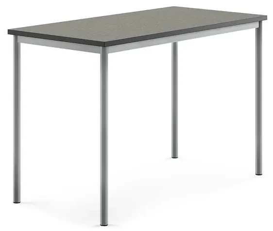 Stôl SONITUS, 1400x700x900 mm, linoleum - tmavošedá, strieborná