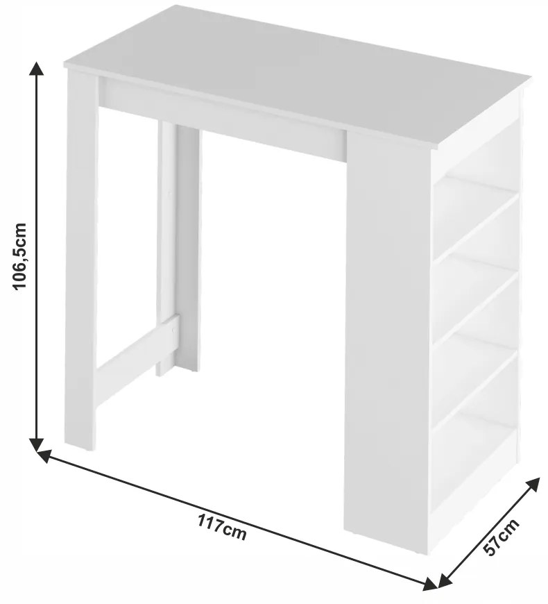 Barový stôl AUSTEN, biela