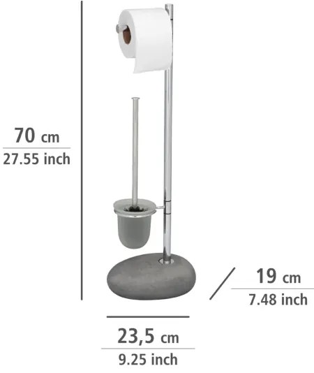 WENKO 19494100 - WC kefa PEBBLE STONE 23,5x70 cm lesk. chróm/šedá/satinovaný