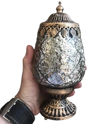 LED medený kov s patinou stolná lampa