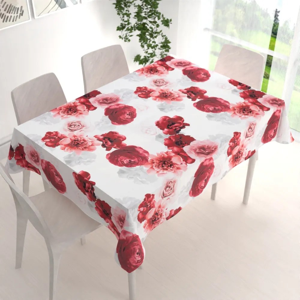 Biante Dekoračný obdĺžnikový obrus PM-017 Veľké červené kvety 100x140 cm