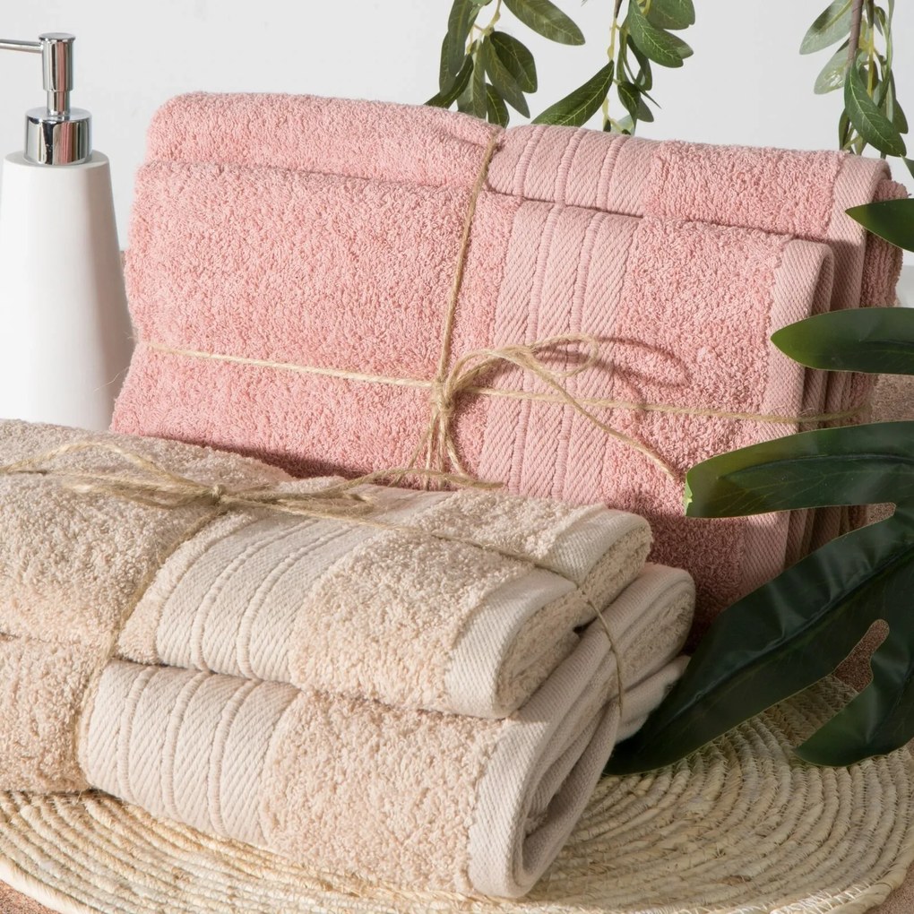 BAVLNENÝ UTERÁK ELMA SADA 3KS 70X140 CM KRÉMOVÁ