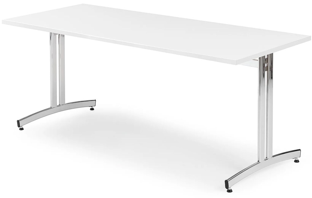 Stôl SANNA, 1800x800x720 mm, chróm/biela