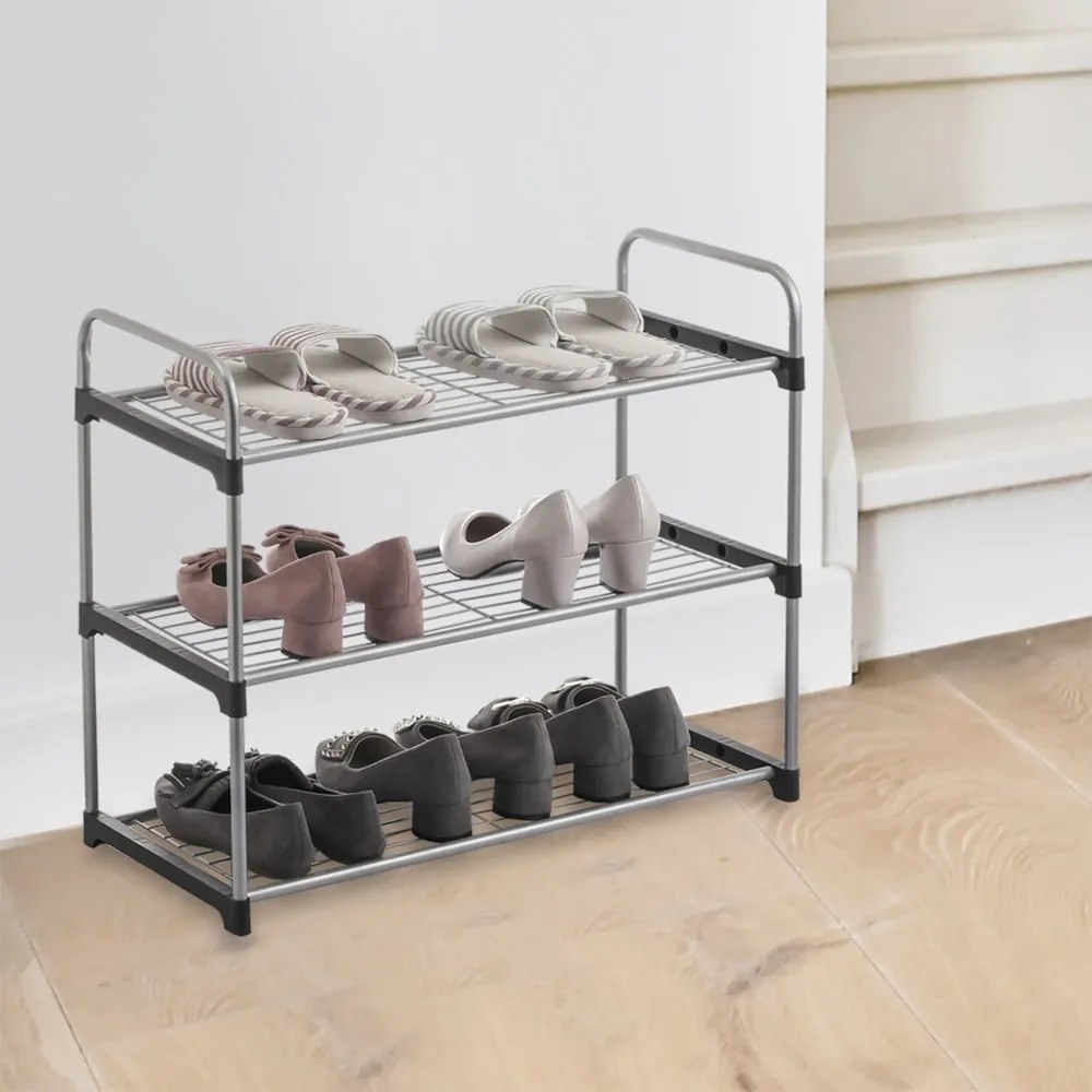 Kovový stojan na topánky v striebornej farbe - Orion