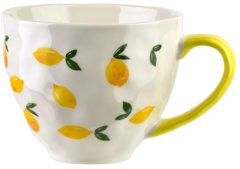 Porcelánový hrnček LIMONE 400 ml biely/žltý