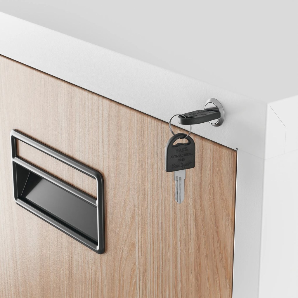 Kovová kartotéka, 5 zásuviek SARA V5, 460 x 1625.5 x 620 mm, Eco Design: biela/ dub sonoma