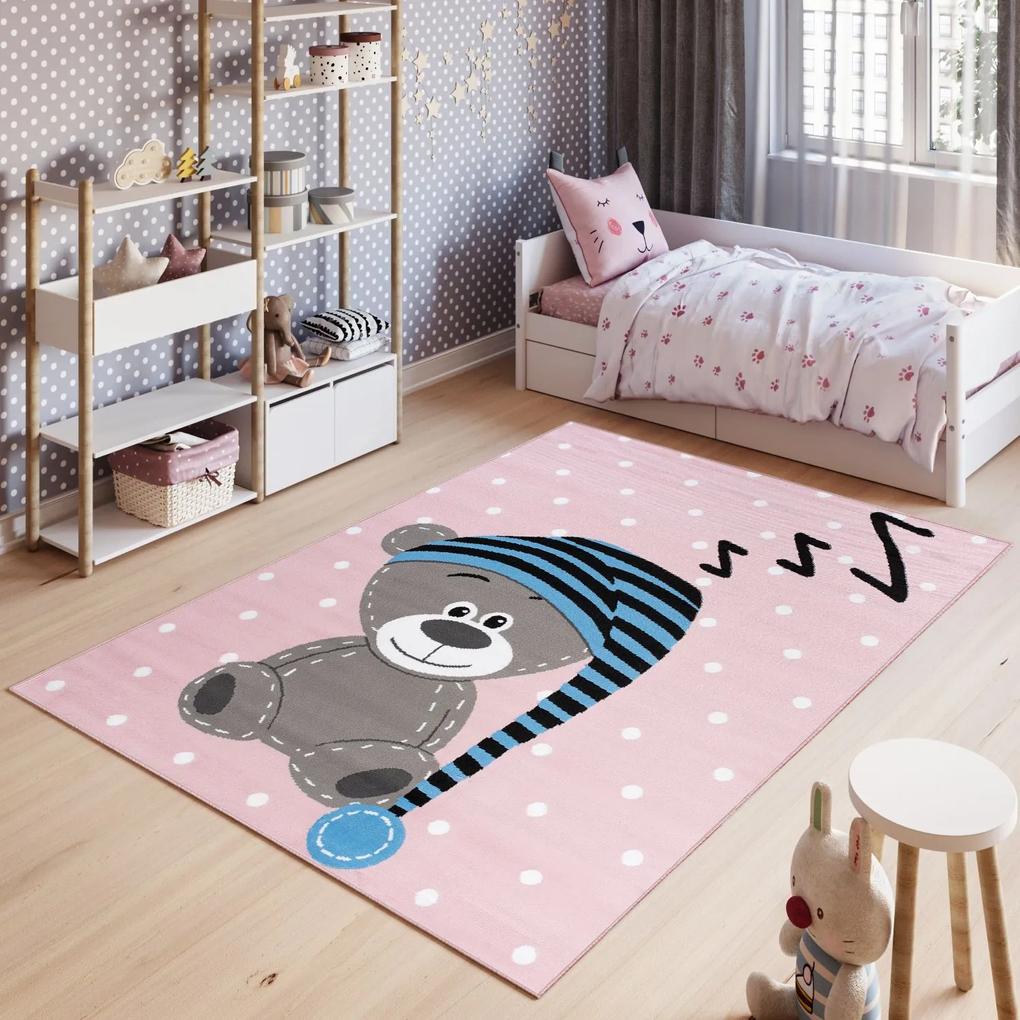 Detský koberec PINKY Teddy Bear ružový - 80x150 cm