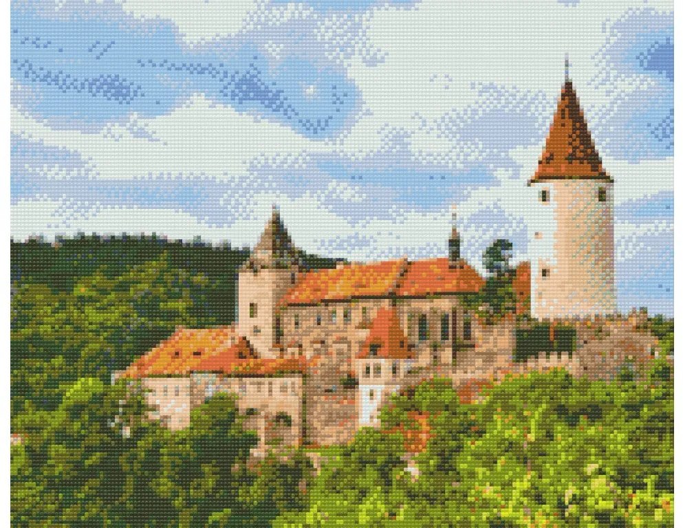 Gario Diamantové maľovanie Hrad Křivoklát Rozmery: 50 x 40 cm, Rámovanie: Iba zrolované plátno, Diamanty: Štvorcové