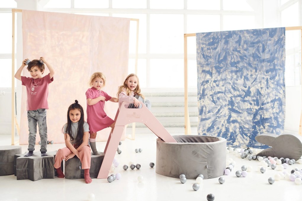 Suchý bazén 90x40 cm, okrúhly, sivý, zamatový