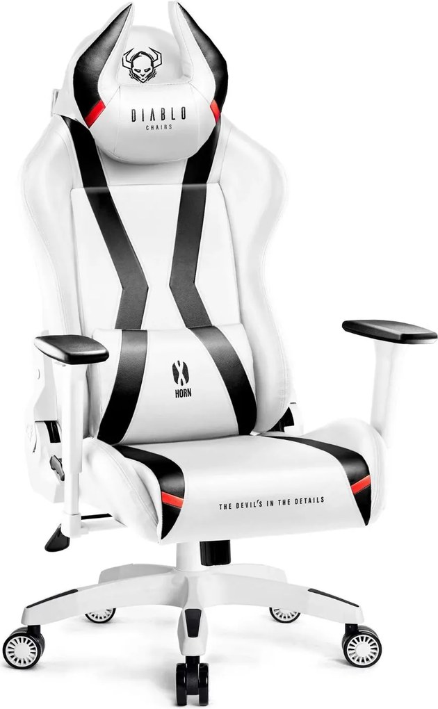 Diablo Chairs - Herné kreslo Diablo X-Horn 2.0 King Size: bielo-čierne