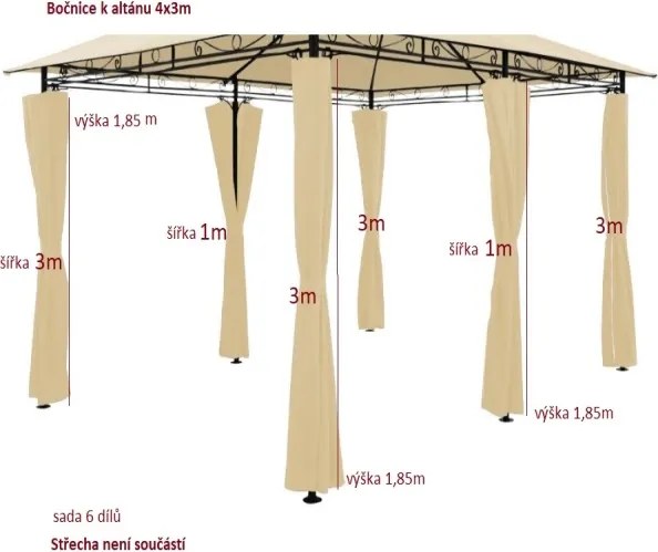 Bočné panely k altánu Topas 4x3m bežová