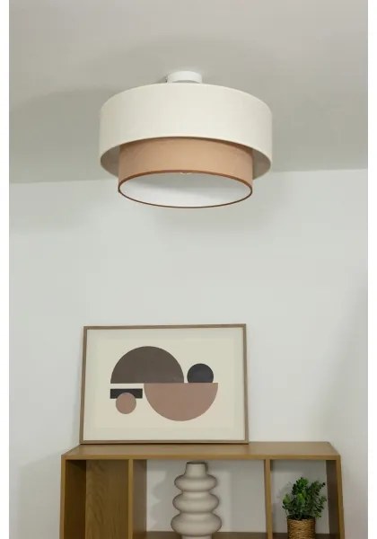 Prisadený luster NATIA 1xE27/60W/230V, priemer 45 cm, biela/hnedá