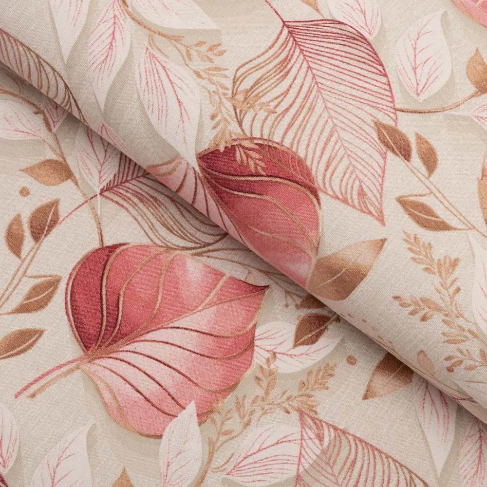 Biante Dekoračný štvorcový obrus Leona LN-172 Ružovo-vínové listy na režnom 80x80 cm