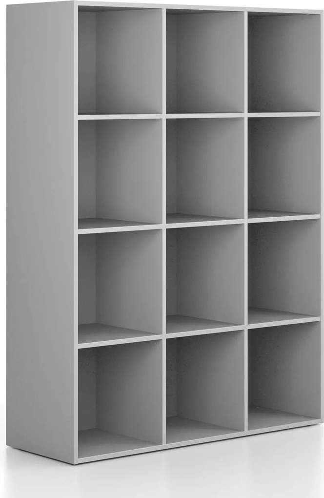 Regál FRAME, nižšie, 3 stĺpce, 1735 x 1299 x 450 mm, sivá