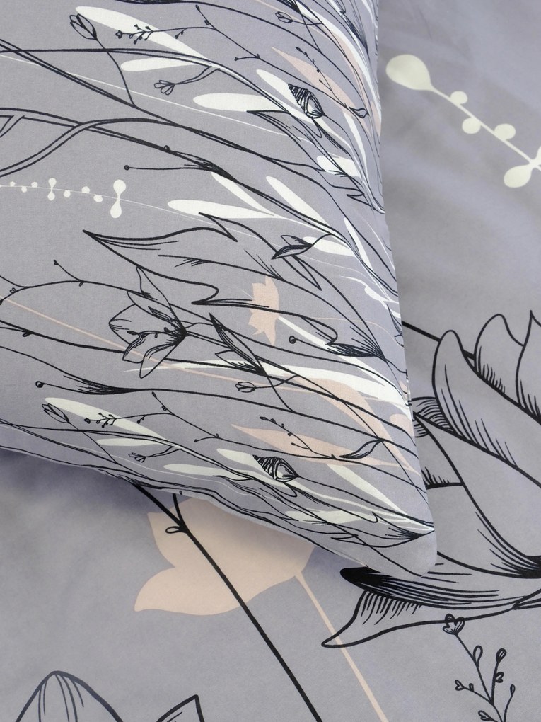 Francúzske bavlnené obliečky Renforcé - Aneta šedá