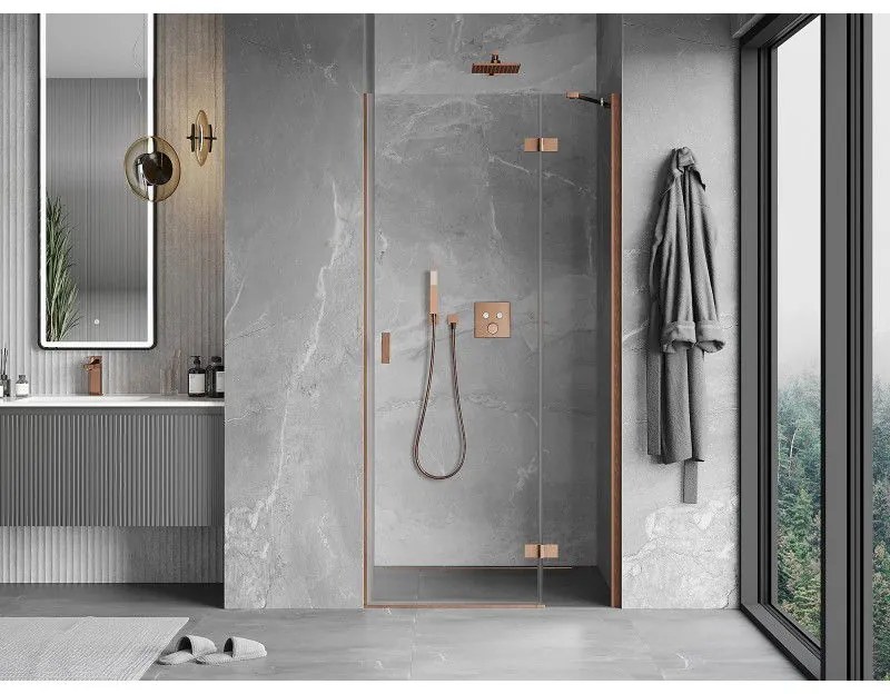 Mexen Mist-H, 1-krídlové sprchové dvere pravé 105 cm, číre sklo, medený matný profil, 8A5-105-000-65-00-P